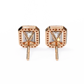 14K White Gold IGI Certified Emerald Cut Diamond Halo Earrings, D-E Color, VVS/VS Clarity