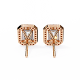 14K White Gold IGI Certified Emerald Cut Diamond Halo Earrings, D-E Color, VVS/VS Clarity