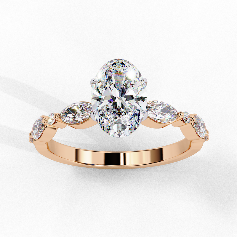 14k IGI certified oval ring with E-F color VVS-VS clarity diamonds 12