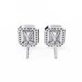14K White Gold IGI Certified Emerald Cut Diamond Halo Earrings, D-E Color, VVS/VS Clarity