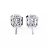 14K White Gold IGI Certified Emerald Cut Diamond Halo Earrings, D-E Color, VVS/VS Clarity