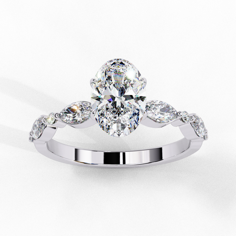 14k IGI certified oval ring with E-F color VVS-VS clarity diamonds 12