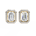 14K White Gold IGI Certified Emerald Cut Diamond Halo Earrings, D-E Color, VVS/VS Clarity