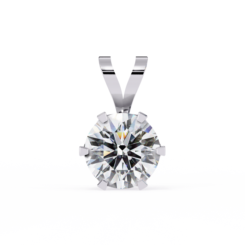 14K White Gold IGI Certified Round Diamond Solitaire Pendant – D-E Color, VVS–VS Clarity, Split Bail