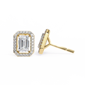 14K White Gold IGI Certified Emerald Cut Diamond Halo Earrings, D-E Color, VVS/VS Clarity