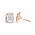 14K White Gold IGI Certified Emerald Cut Diamond Halo Earrings, D-E Color, VVS/VS Clarity