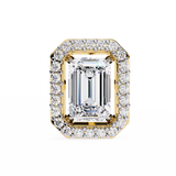 14K White Gold IGI Certified Emerald Cut Diamond Halo Earrings, D-E Color, VVS/VS Clarity