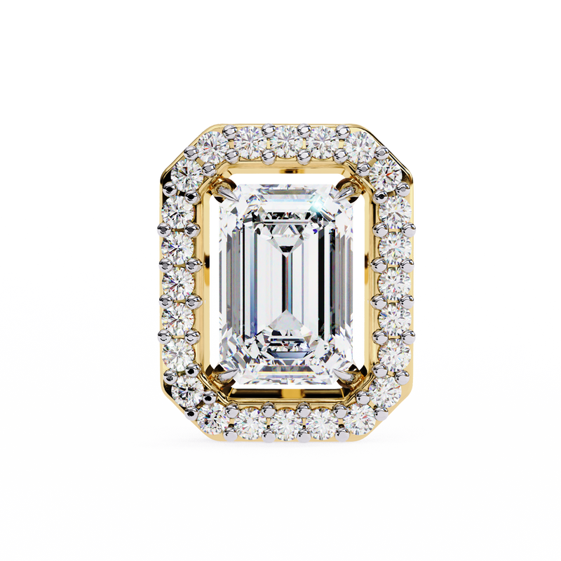14K White Gold IGI Certified Emerald Cut Diamond Halo Earrings, D-E Color, VVS/VS Clarity