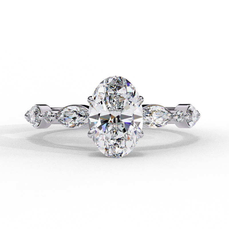 14K Gold Lab Grown Oval Diamond Engagement Ring, E–F Color, VVS–VS Clarity
