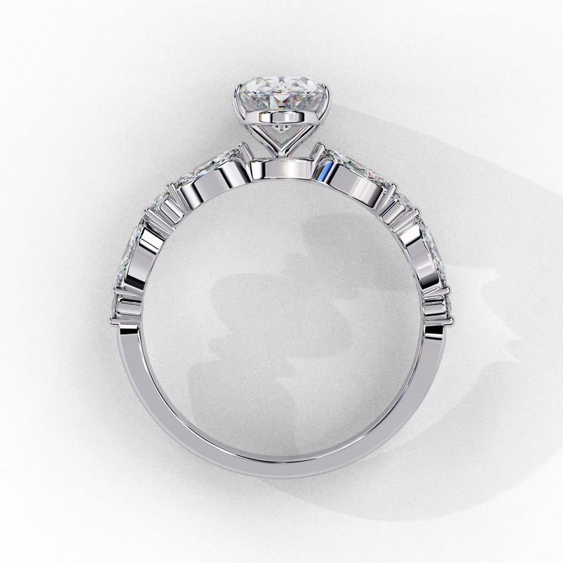 14K Gold Lab Grown Oval Diamond Engagement Ring, E–F Color, VVS–VS Clarity