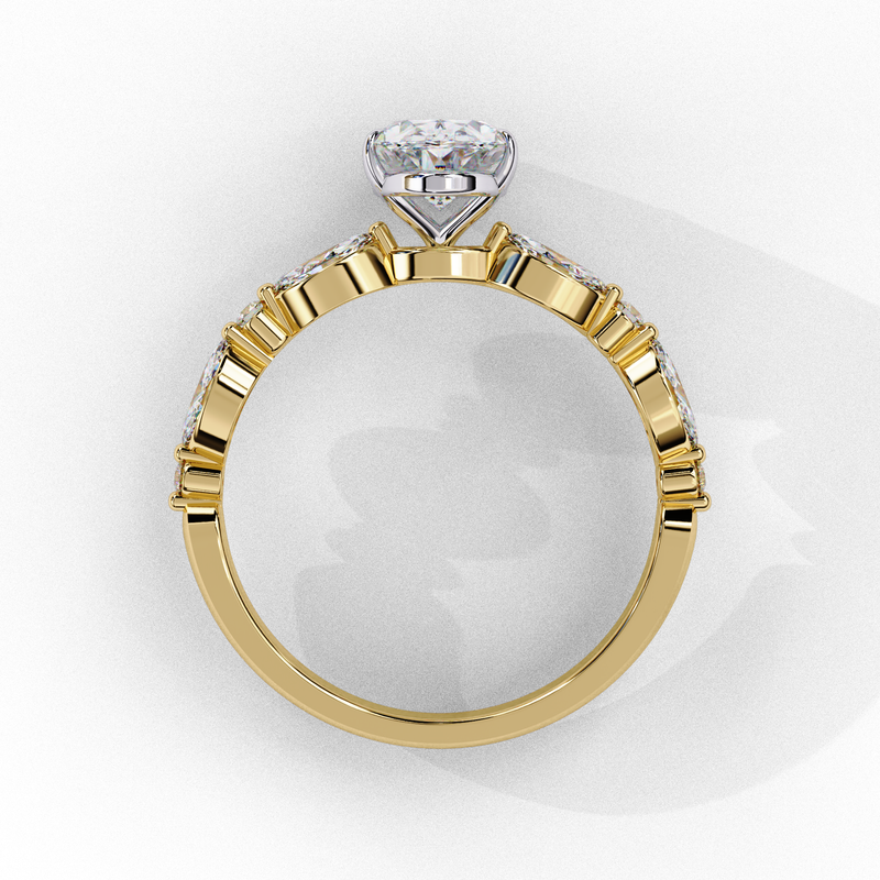 14K Gold Lab Grown Oval Diamond Engagement Ring, E–F Color, VVS–VS Clarity
