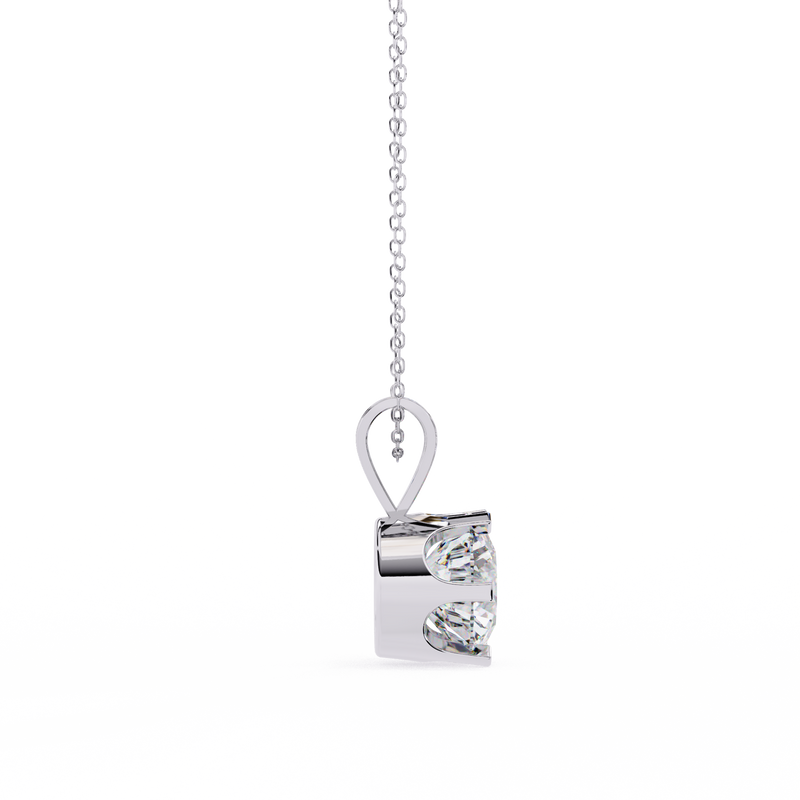 14K White Gold IGI Certified Round Diamond Solitaire Pendant – D-E Color, VVS–VS Clarity, Split Bail