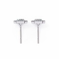 14K White Gold IGI Certified Emerald Cut Diamond Halo Earrings, D-E Color, VVS/VS Clarity