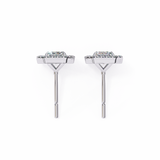 14K White Gold IGI Certified Emerald Cut Diamond Halo Earrings, D-E Color, VVS/VS Clarity