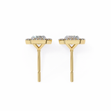14K White Gold IGI Certified Emerald Cut Diamond Halo Earrings, D-E Color, VVS/VS Clarity