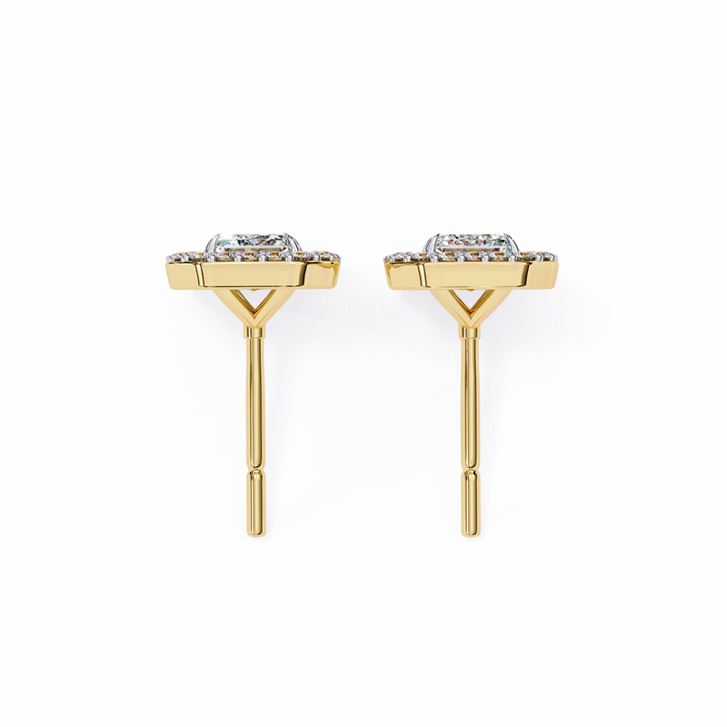 14K White Gold IGI Certified Emerald Cut Diamond Halo Earrings, D-E Color, VVS/VS Clarity