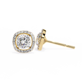 14K White Gold IGI Certified Cushion Cut Diamond Halo Earrings, D-E Color, VVS/VS Clarity