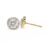 14K White Gold IGI Certified Cushion Cut Diamond Halo Earrings, D-E Color, VVS/VS Clarity