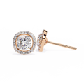 14K White Gold IGI Certified Cushion Cut Diamond Halo Earrings, D-E Color, VVS/VS Clarity