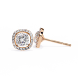 14K White Gold IGI Certified Cushion Cut Diamond Halo Earrings, D-E Color, VVS/VS Clarity