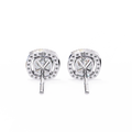 14K White Gold IGI Certified Cushion Cut Diamond Halo Earrings, D-E Color, VVS/VS Clarity