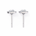 14K White Gold IGI Certified Cushion Cut Diamond Halo Earrings, D-E Color, VVS/VS Clarity