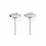 14K White Gold IGI Certified Cushion Cut Diamond Halo Earrings, D-E Color, VVS/VS Clarity