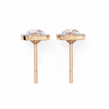 14K White Gold IGI Certified Cushion Cut Diamond Halo Earrings, D-E Color, VVS/VS Clarity