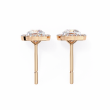 14K White Gold IGI Certified Cushion Cut Diamond Halo Earrings, D-E Color, VVS/VS Clarity