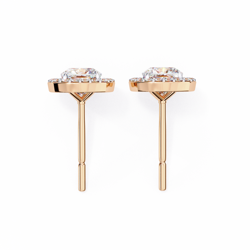 14K White Gold IGI Certified Cushion Cut Diamond Halo Earrings, D-E Color, VVS/VS Clarity