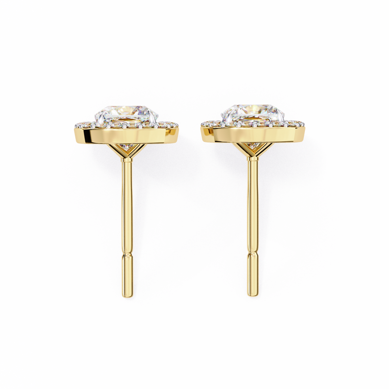 14K White Gold IGI Certified Cushion Cut Diamond Halo Earrings, D-E Color, VVS/VS Clarity