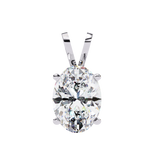 14K White Gold IGI Certified Oval Diamond Solitaire Pendant – D-E Color, VVS–VS Clarity, Split Bail