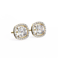14K White Gold IGI Certified Cushion Cut Diamond Halo Earrings, D-E Color, VVS/VS Clarity