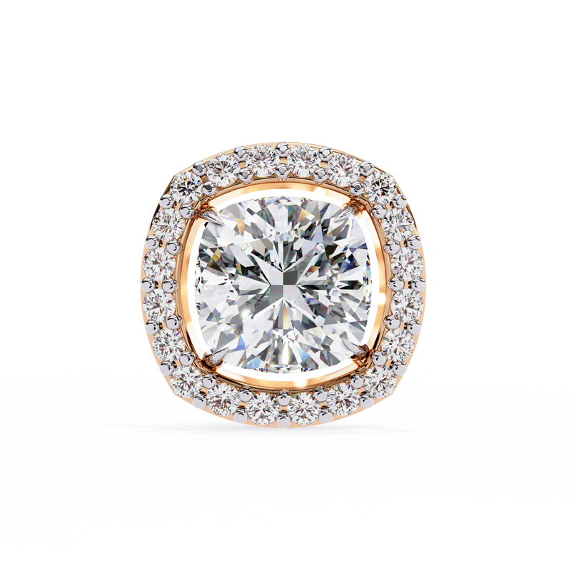 14K White Gold IGI Certified Cushion Cut Diamond Halo Earrings, D-E Color, VVS/VS Clarity