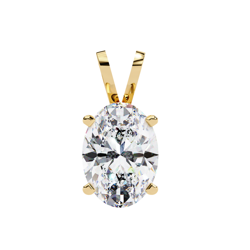 14K White Gold IGI Certified Oval Diamond Solitaire Pendant – D-E Color, VVS–VS Clarity, Split Bail