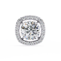 14K White Gold IGI Certified Cushion Cut Diamond Halo Earrings, D-E Color, VVS/VS Clarity