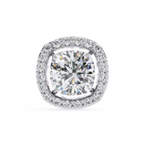 14K White Gold IGI Certified Cushion Cut Diamond Halo Earrings, D-E Color, VVS/VS Clarity