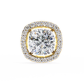 14K White Gold IGI Certified Cushion Cut Diamond Halo Earrings, D-E Color, VVS/VS Clarity