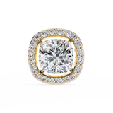 14K White Gold IGI Certified Cushion Cut Diamond Halo Earrings, D-E Color, VVS/VS Clarity