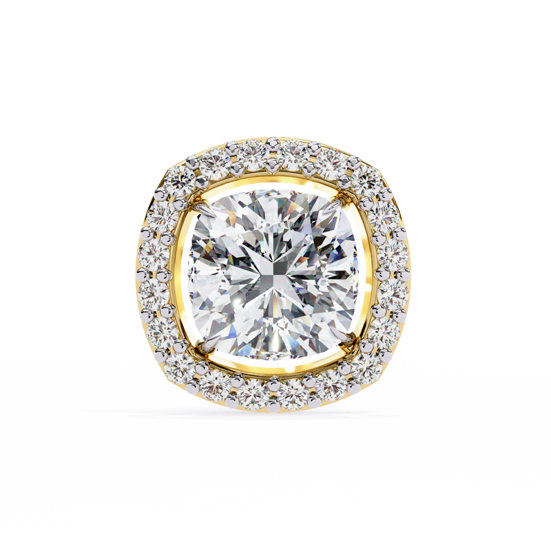 14K White Gold IGI Certified Cushion Cut Diamond Halo Earrings, D-E Color, VVS/VS Clarity