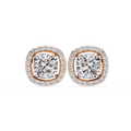 14K White Gold IGI Certified Cushion Cut Diamond Halo Earrings, D-E Color, VVS/VS Clarity