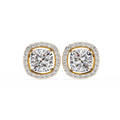14K White Gold IGI Certified Cushion Cut Diamond Halo Earrings, D-E Color, VVS/VS Clarity