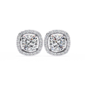14K White Gold IGI Certified Cushion Cut Diamond Halo Earrings, D-E Color, VVS/VS Clarity