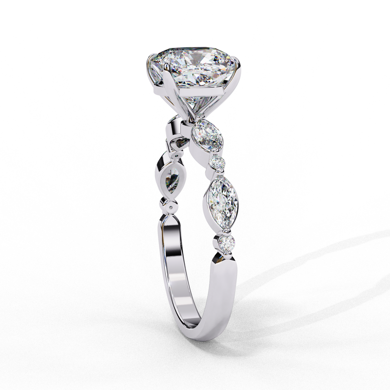 14k IGI certified cushion ring with E-F color VVS-VS clarity diamonds 24