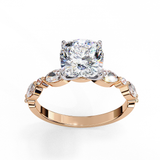 14k IGI certified cushion ring with E-F color VVS-VS clarity diamonds 24