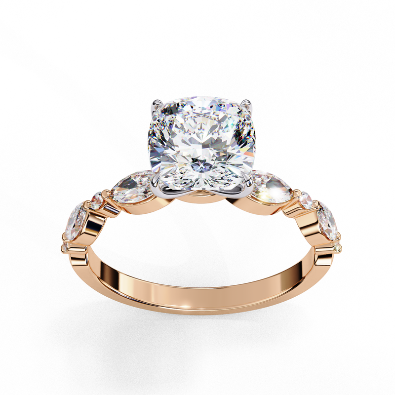 14k IGI certified cushion ring with E-F color VVS-VS clarity diamonds 24