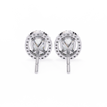 14K White Gold IGI Certified Oval Diamond Halo Earrings, D-E Color, VVS/VS Clarity