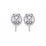 14K White Gold IGI Certified Oval Diamond Halo Earrings, D-E Color, VVS/VS Clarity