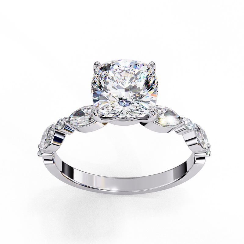 14k IGI certified cushion ring with E-F color VVS-VS clarity diamonds 24