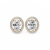 14K White Gold IGI Certified Oval Diamond Halo Earrings, D-E Color, VVS/VS Clarity